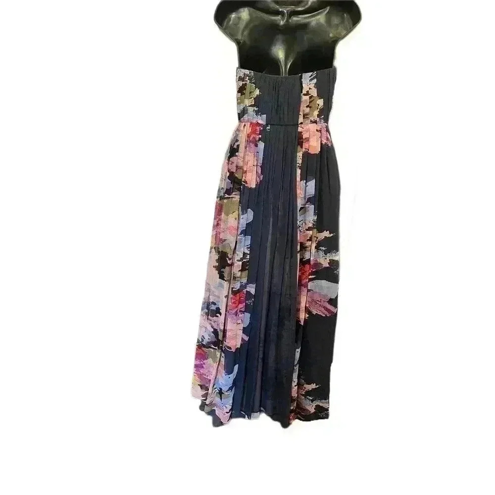 TIBI Blue and Pink Floral Strapless Maxi Dress - size 4 - Picture 3 of 4